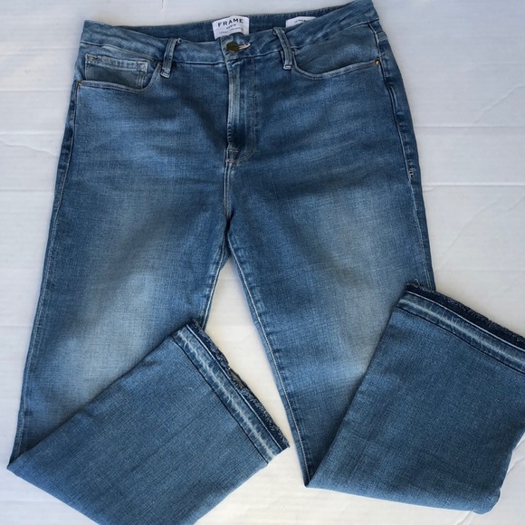 FRAME Denim Medium Wash Le Mini Boot Released-hem Cropped Jeans in Stowe Size 30 - Picture 4 of 11